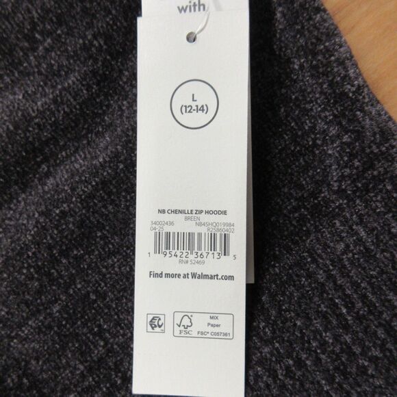 Chenille Y2K Vibe Zip Cropped Sweater Hoodie Sz L Breen Chocolate Coffee Brn NWT - Picture 7 of 11